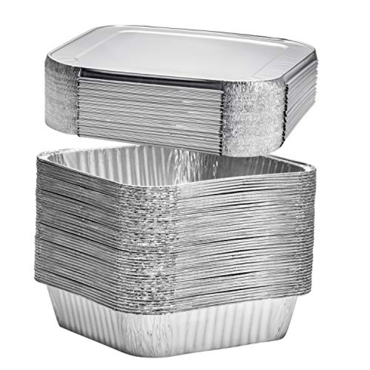 10 Pieces 8x8 Disposable Aluminum Pans With Lids - Foil Pans For Cooking, Baking Cakes, Roasting & Homemade Breads - Disposable Food Containers With Foil Lids